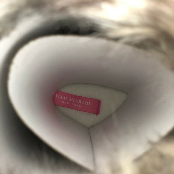 Isaac Mizrahi Womens Knit Bootie Slippers Faux Fur Slip On Purple Black S 6-7 - Picture 6 of 6